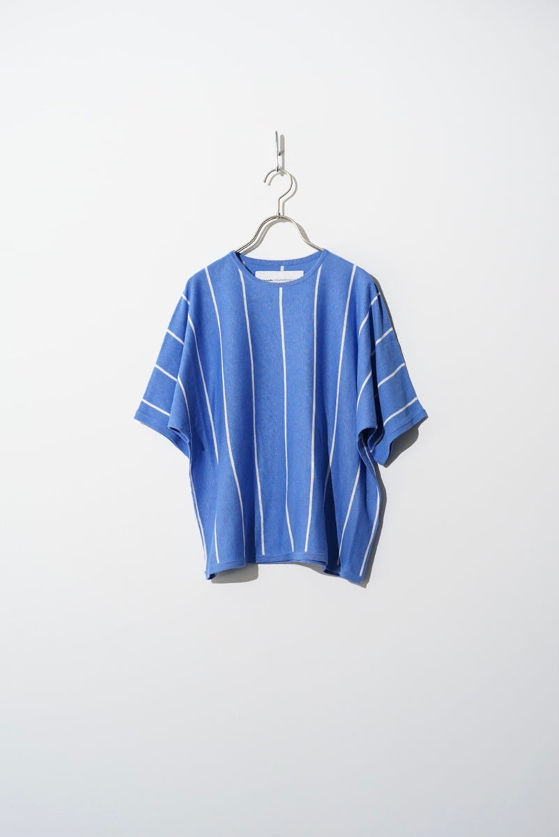 walenode / Cotton linen striped Dolman-sleeve knitwear