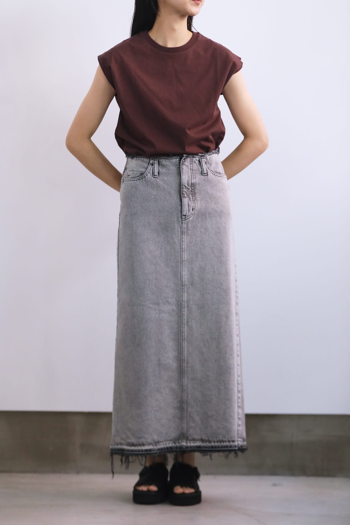 YLÈVE イレーヴ デニムスカート YLEVE(イレーヴ)｜13.5oz デニムスカートフェード/アイス