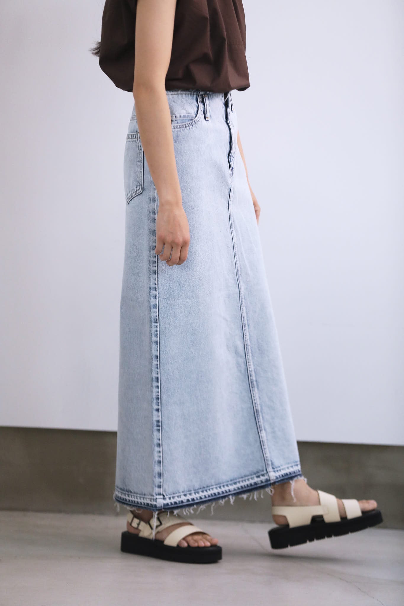 YLÈVE イレーヴ デニムスカート YLEVE(イレーヴ)｜13.5oz デニムスカートフェード/アイス