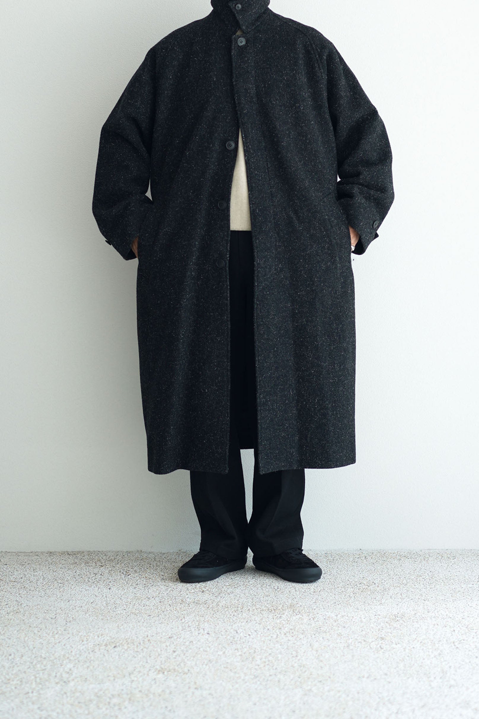 定価86900円 YOKO SAKAMOTO ウール　オーバーサイズコート　L YOKO SAKAMOTO / BAL COLLAR COAT*BLACK | AVET