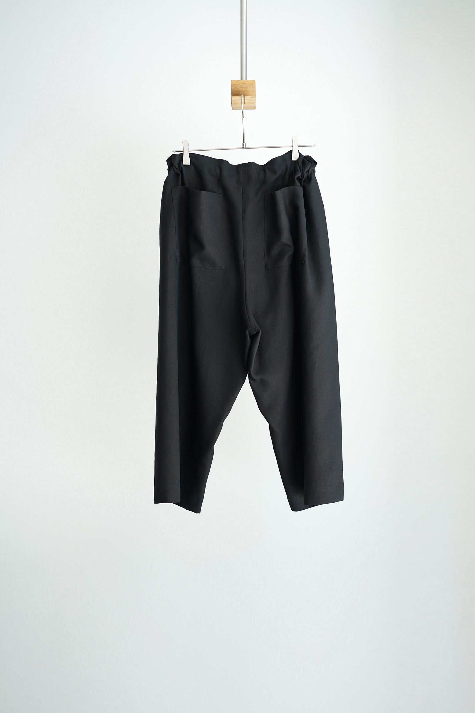 POSTELEGANT ポステレガント　ダークグレー ゴムウエスト スラックス POSTELEGANT ( ポステレガント ) / LINEN FLAT PANTS / パンツ – style