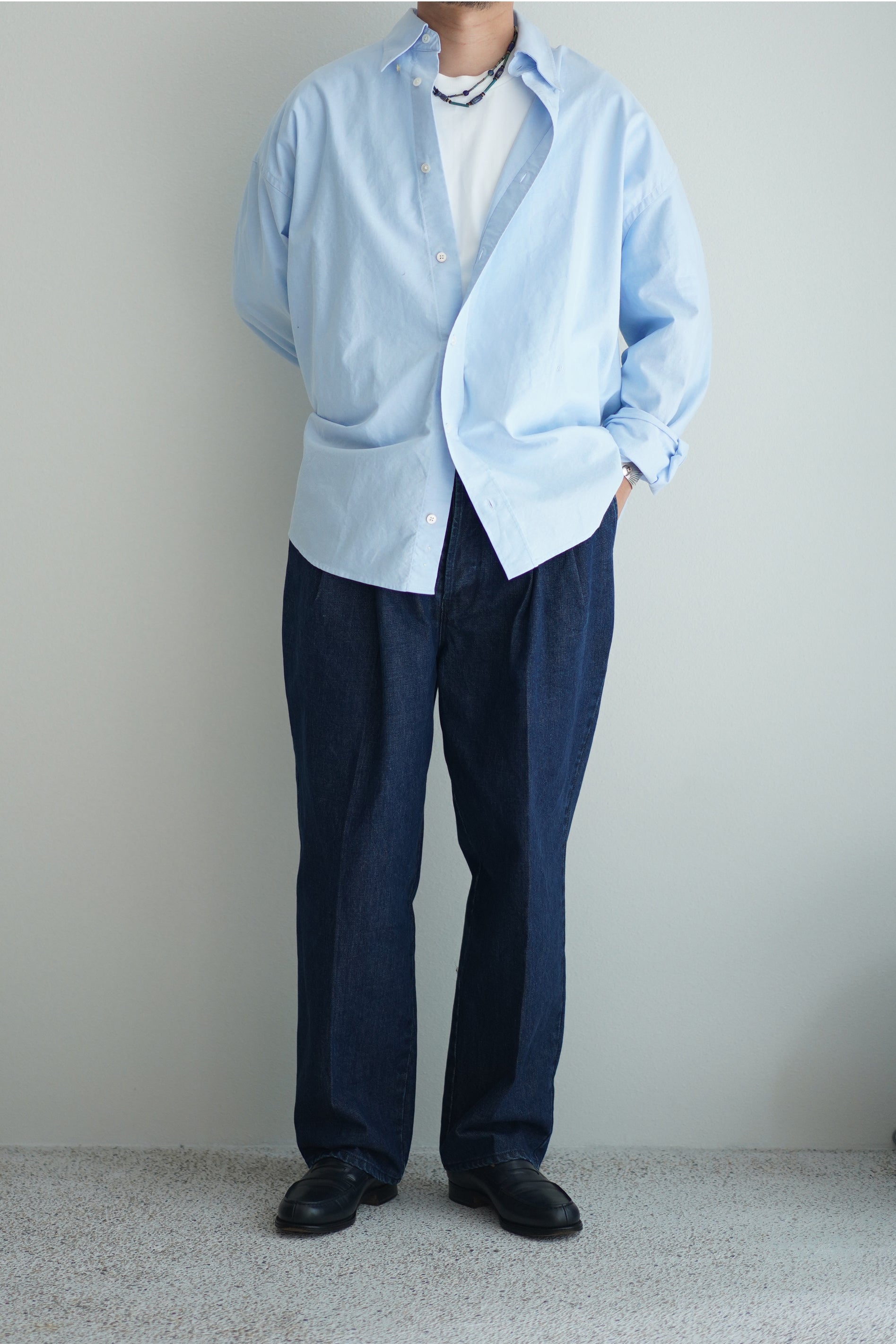 【20AW】STUDIO NICHOLSON｜SNM-344 SHIRT CH Studio Nicholson: White Sanko Shirt | SSENSE