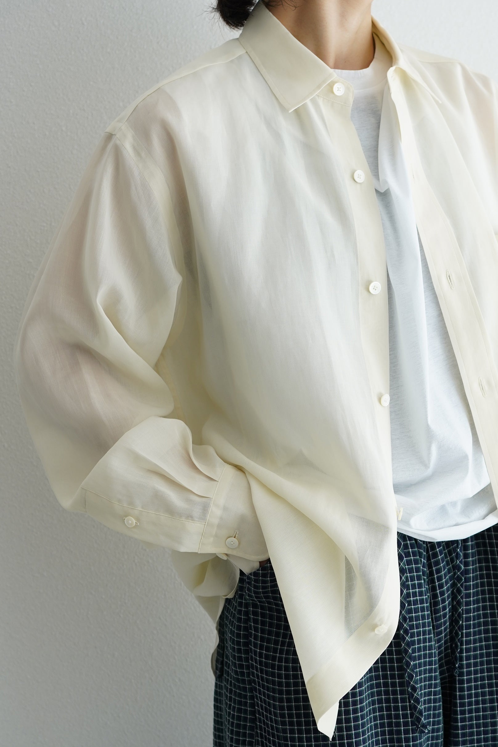 YLÈVE ( イレーヴ )/ COTTON VOILE LAWN LONG SLEEVE SH / シャツ 