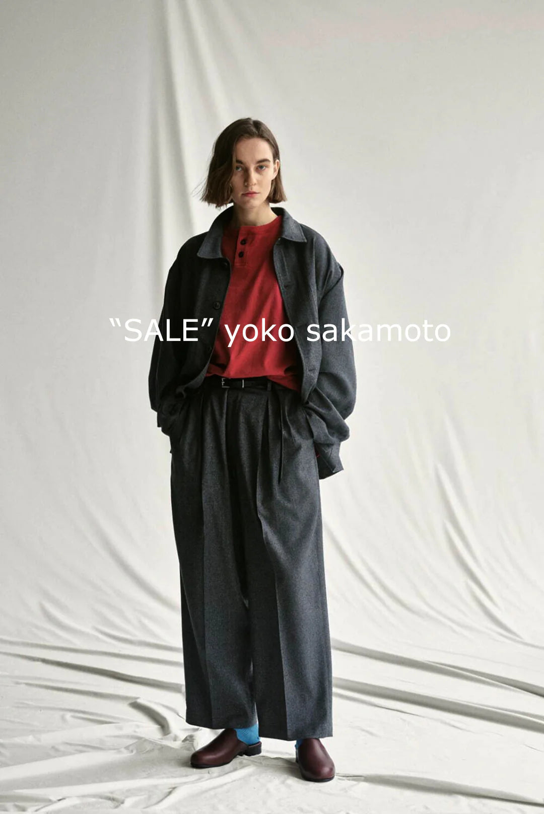 【土日SALE】yoko sakamoto 24SS セットアップ YOKO SAKAMOTO ヨーコサカモト WORK TAPERED TROUSERS [WHITE] YS-24SS